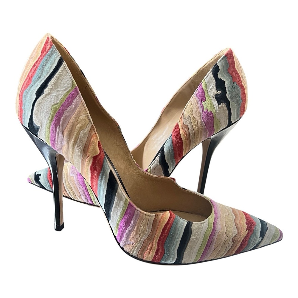 Paul Andrew Zenadia Stiletto Multicolor Suede Designer Heels Womens 10